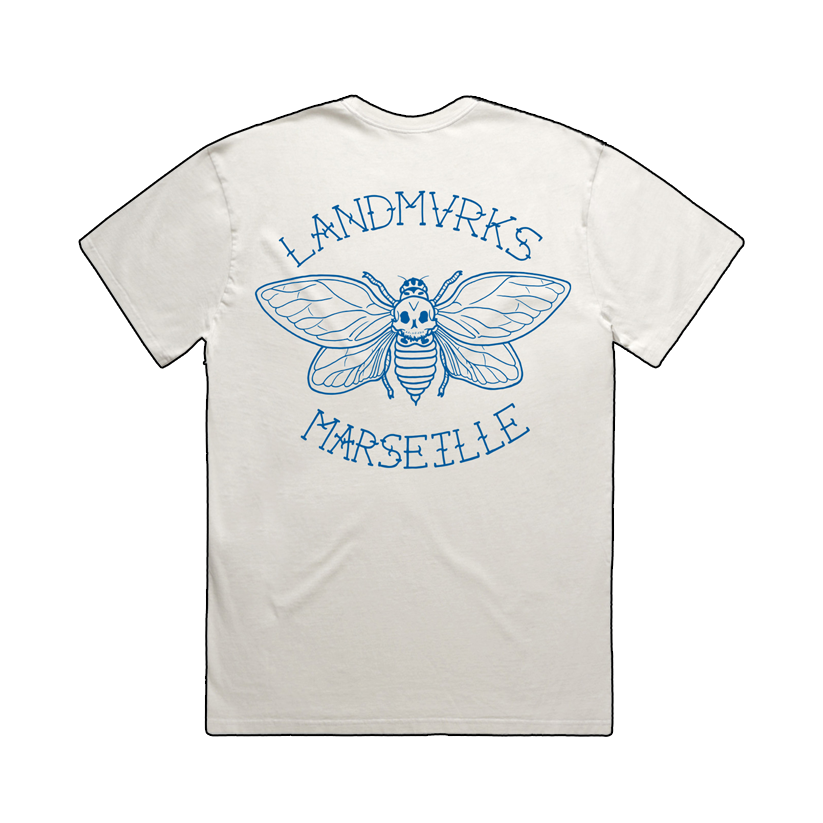 Cicada Embroidered Faded Bone Tee