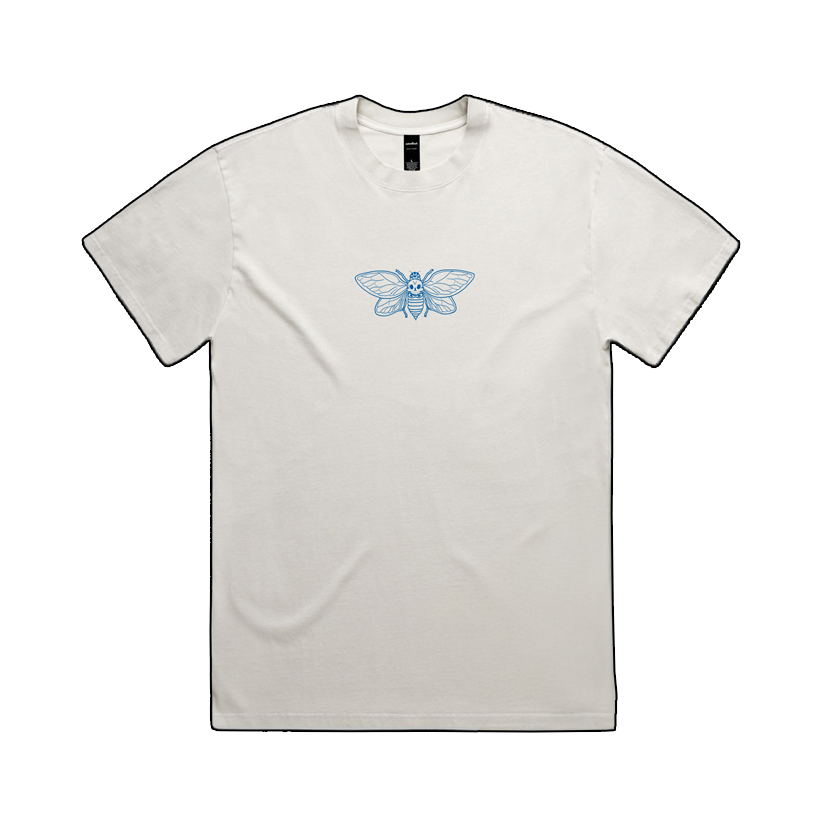 Cicada Embroidered Faded Bone Tee