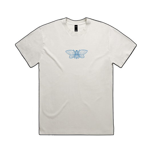 Cicada Embroidered Faded Bone Tee