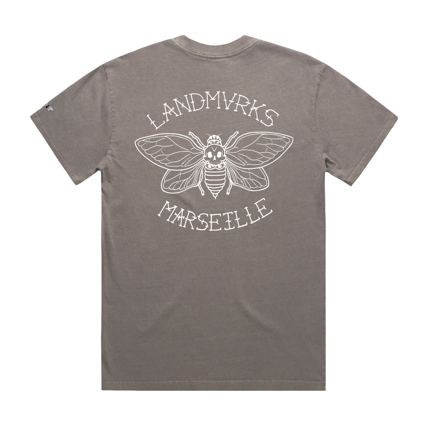 Cicada Embroidered Heavy Faded Grey Tee