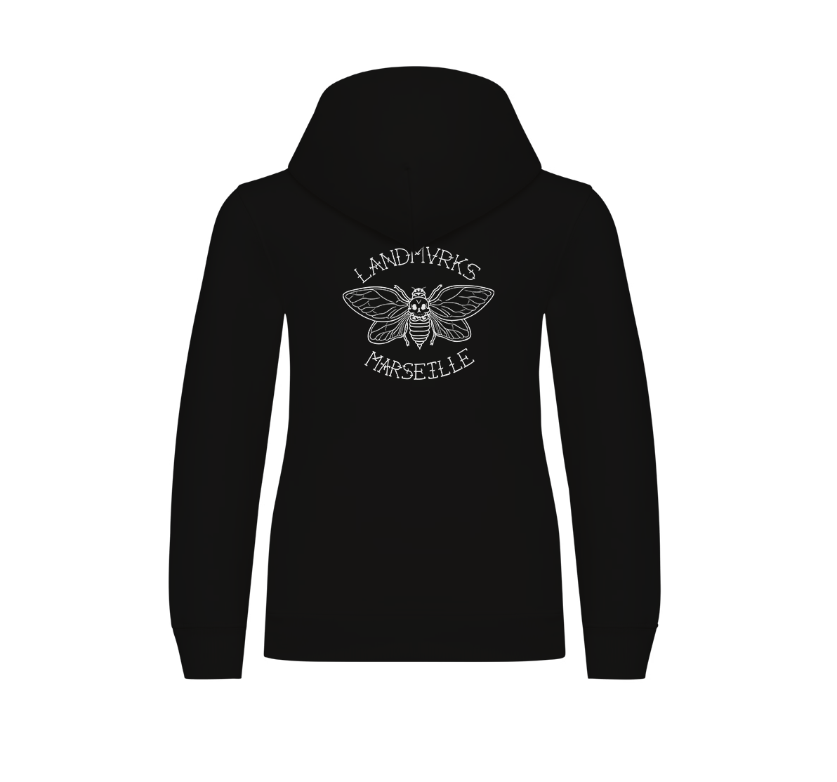 Kids Cicada Black Hoodie (White Print)