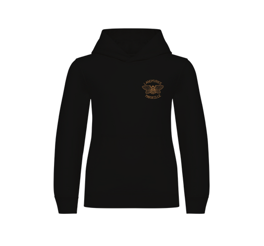 Kids Cicada Black Hoodie (Orange Print)