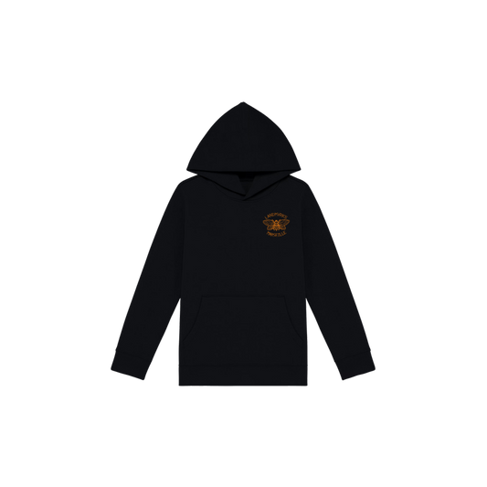 Kids Cicada Black Hoodie (Orange Print)