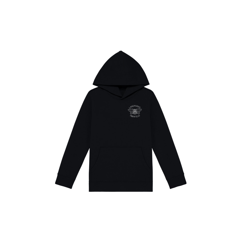 Kids Cicada Black Hoodie (White Print)