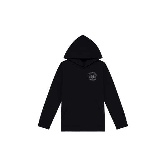 Kids Cicada Black Hoodie (White Print)
