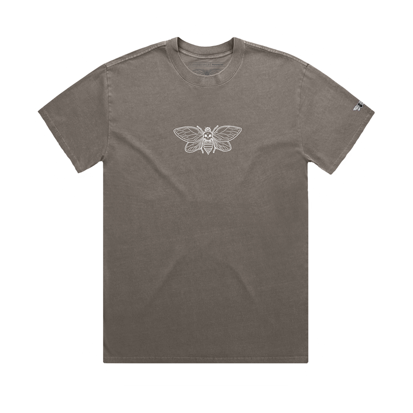 Cicada Embroidered Heavy Faded Grey Tee